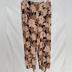 Black Rainn Peony Floral Wide Leg Pants | Size L Cottagecore / Boho
